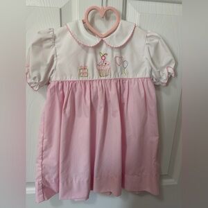 Petit Ami White and Pink Baby Dress
